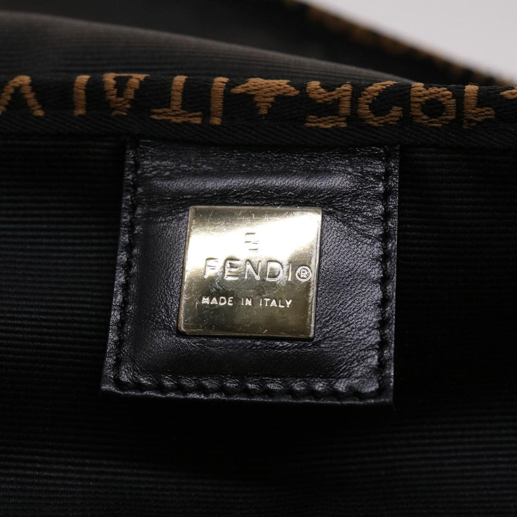 FENDI Pouch Nylon Leather Black 45724