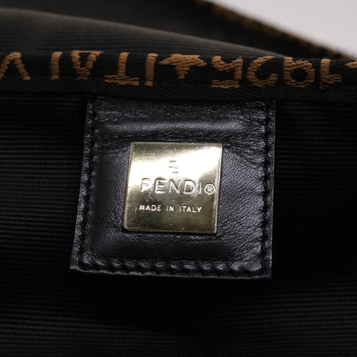 FENDI Pouch Nylon Leather Black 45724