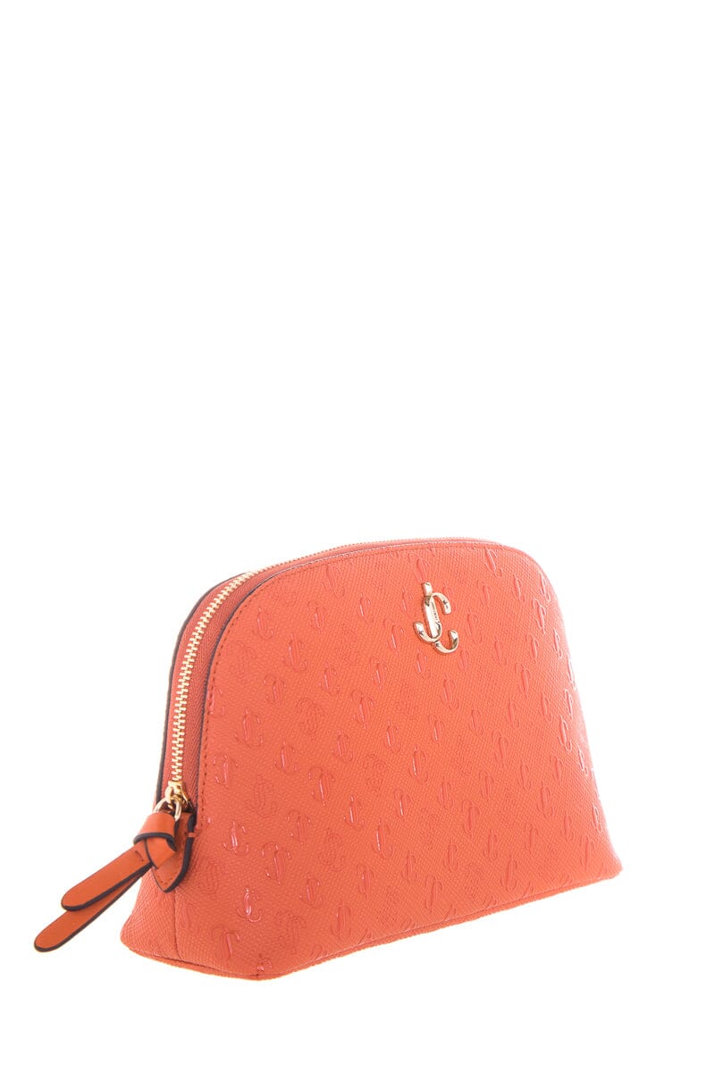 Jimmy Choo Orange Logo Print Cosmetics Case NWT