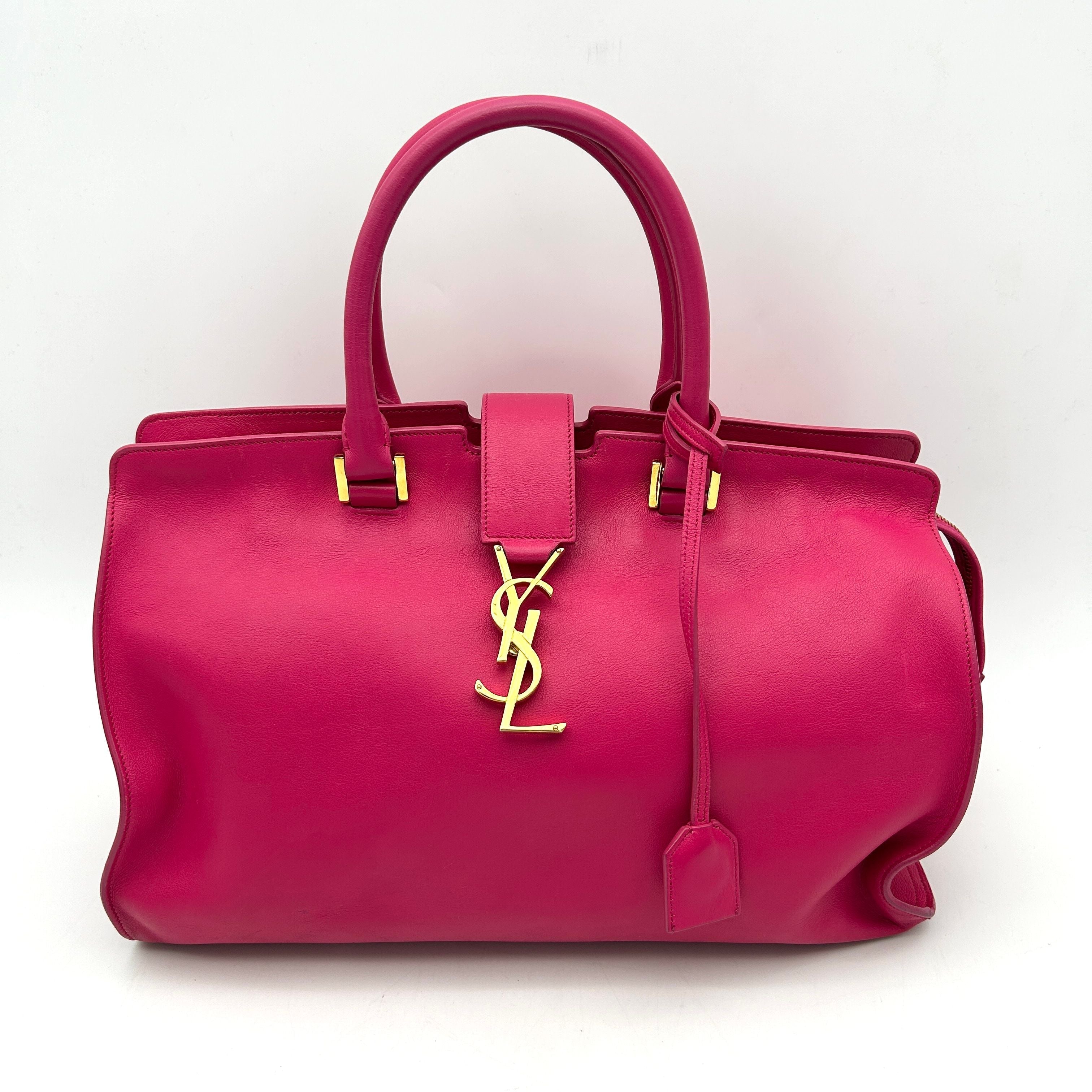SAINT LAURENT Calfskin Small Monogram Cabas Fuchsia LA15533