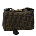 FENDI Zucca Canvas Hand Bag Black Brown 2111 26348 088 45832