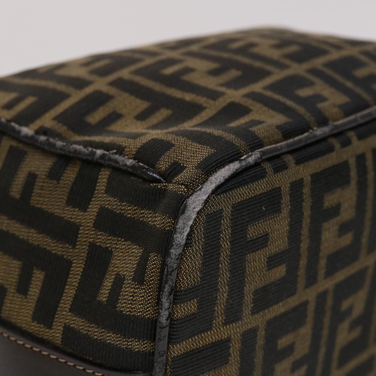 FENDI Zucca Canvas Hand Bag Black Brown 2111 26348 088 45832