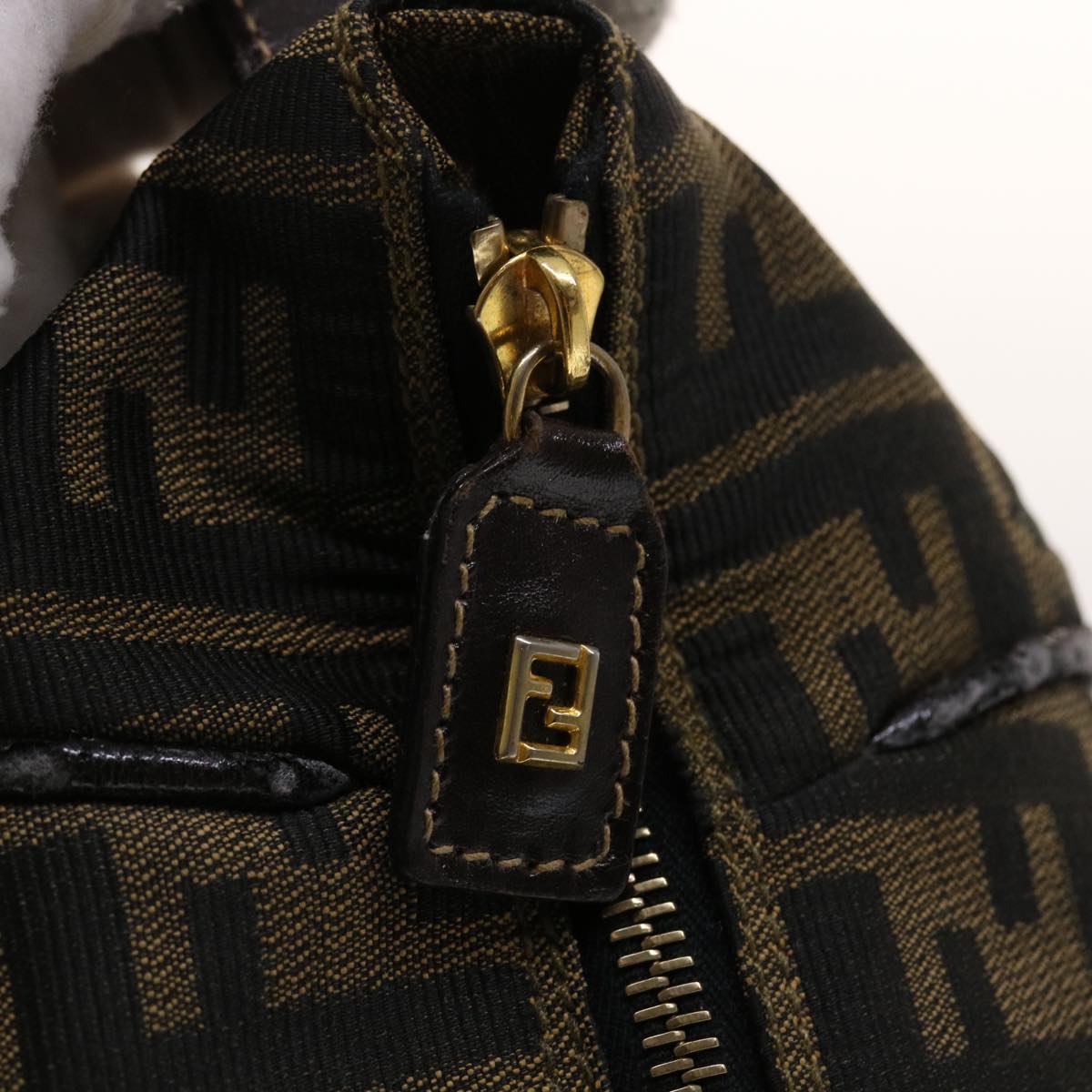 FENDI Zucca Canvas Hand Bag Black Brown 2111 26348 088 45832