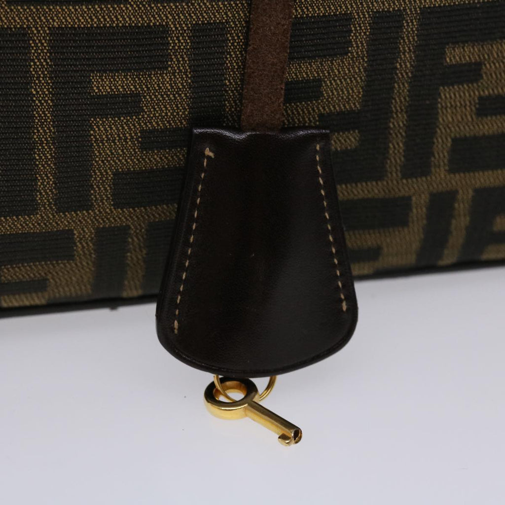 FENDI Zucca Canvas Hand Bag Black Brown 2111 26348 088 45832