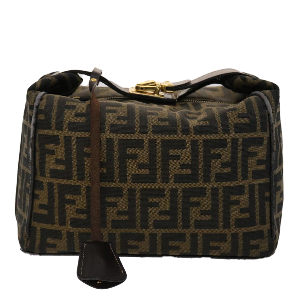 FENDI Zucca Canvas Hand Bag Black Brown 2111 26348 088 45832
