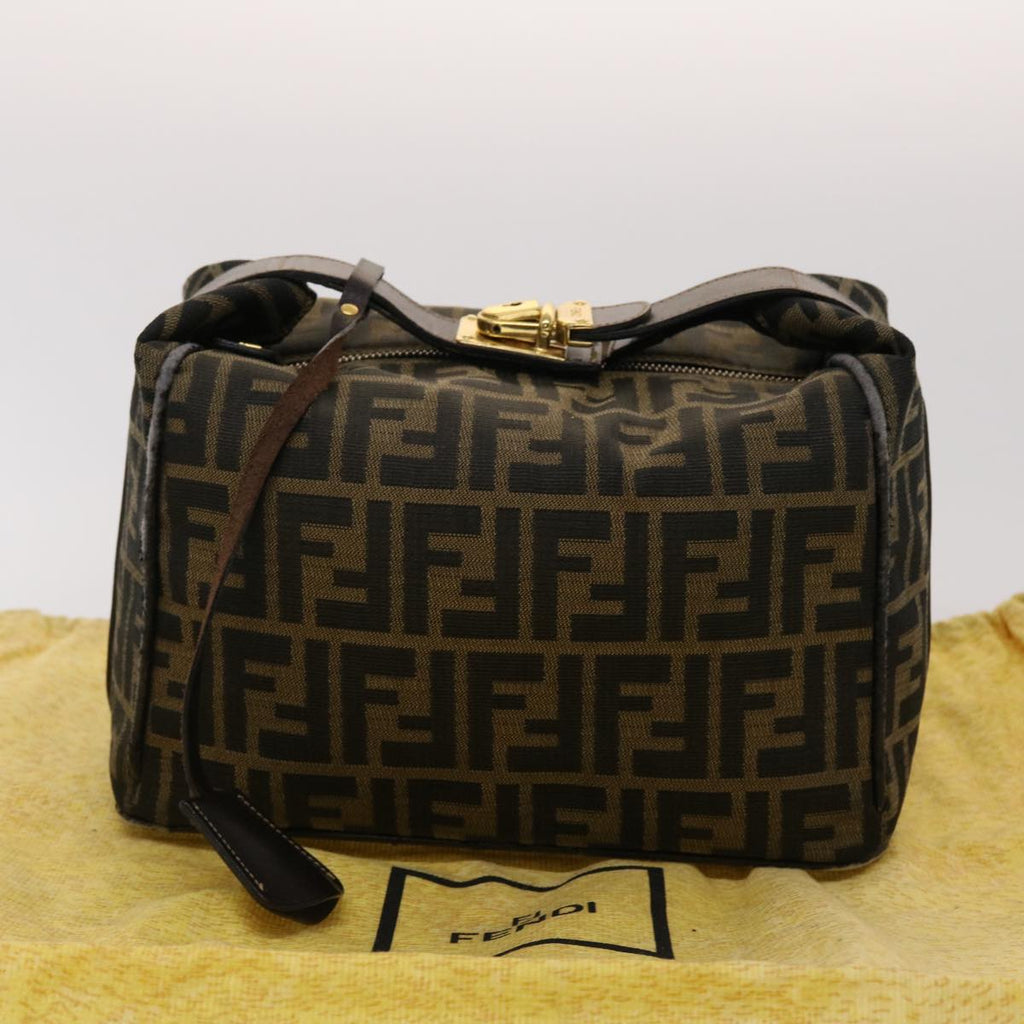 FENDI Zucca Canvas Hand Bag Black Brown 2111 26348 088 45832