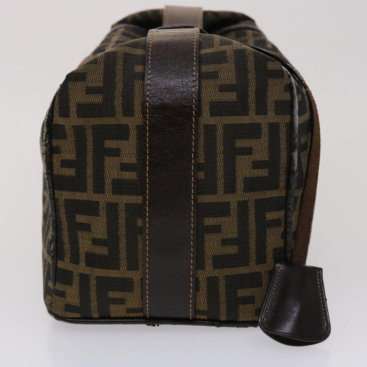 FENDI Zucca Canvas Hand Bag Black Brown 2111 26348 088 45832