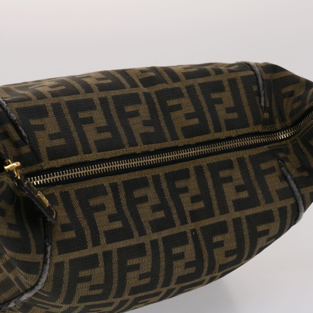 FENDI Zucca Canvas Hand Bag Black Brown 2111 26348 088 45832