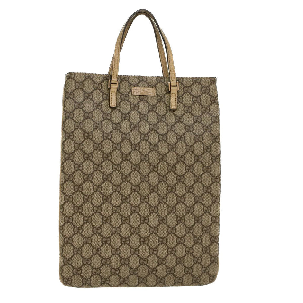 GUCCI GG Canvas Hand Bag PVC Leather Beige 117551 45849