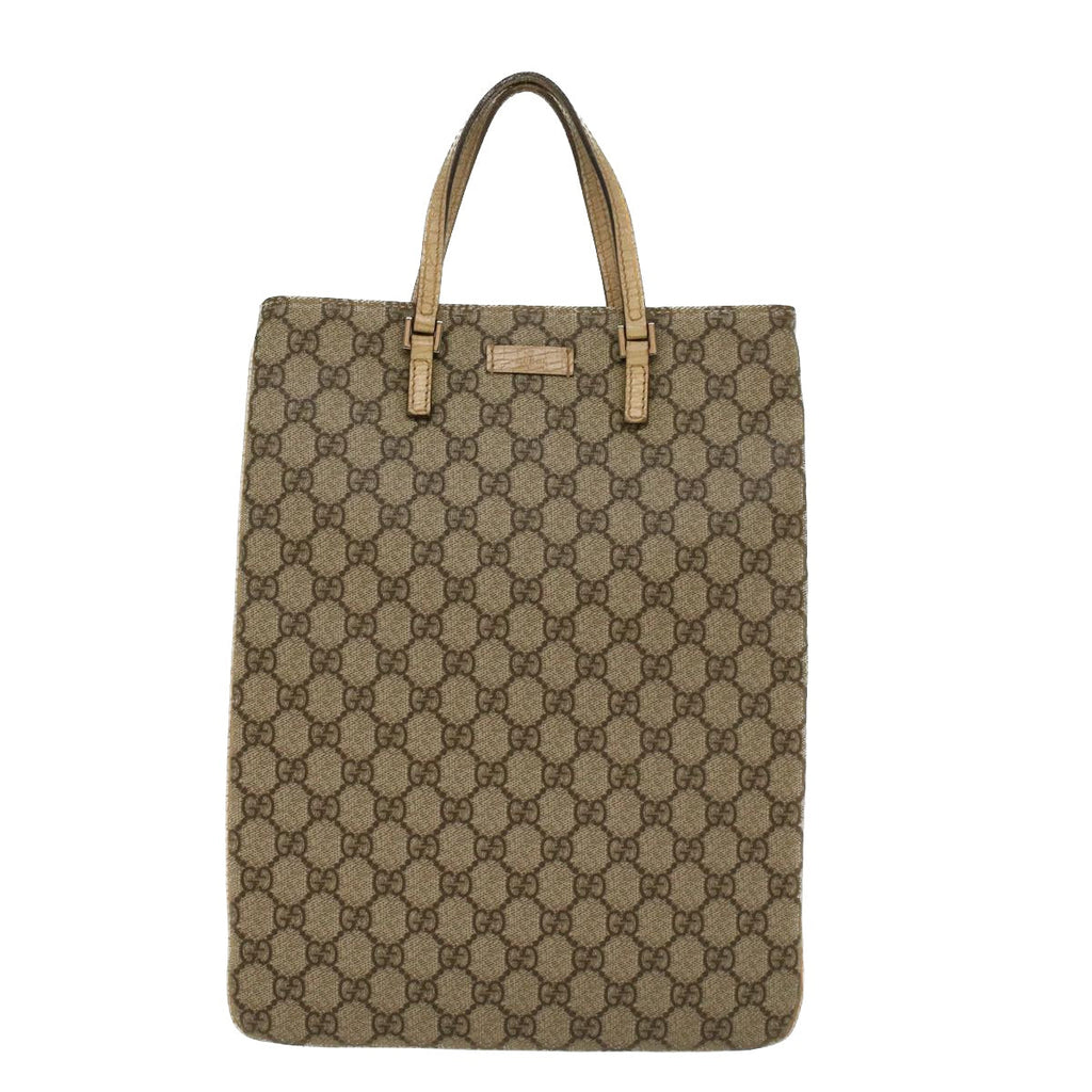 GUCCI GG Canvas Hand Bag PVC Leather Beige 117551 45849
