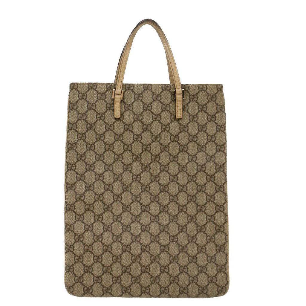 GUCCI GG Canvas Hand Bag PVC Leather Beige 117551 45849