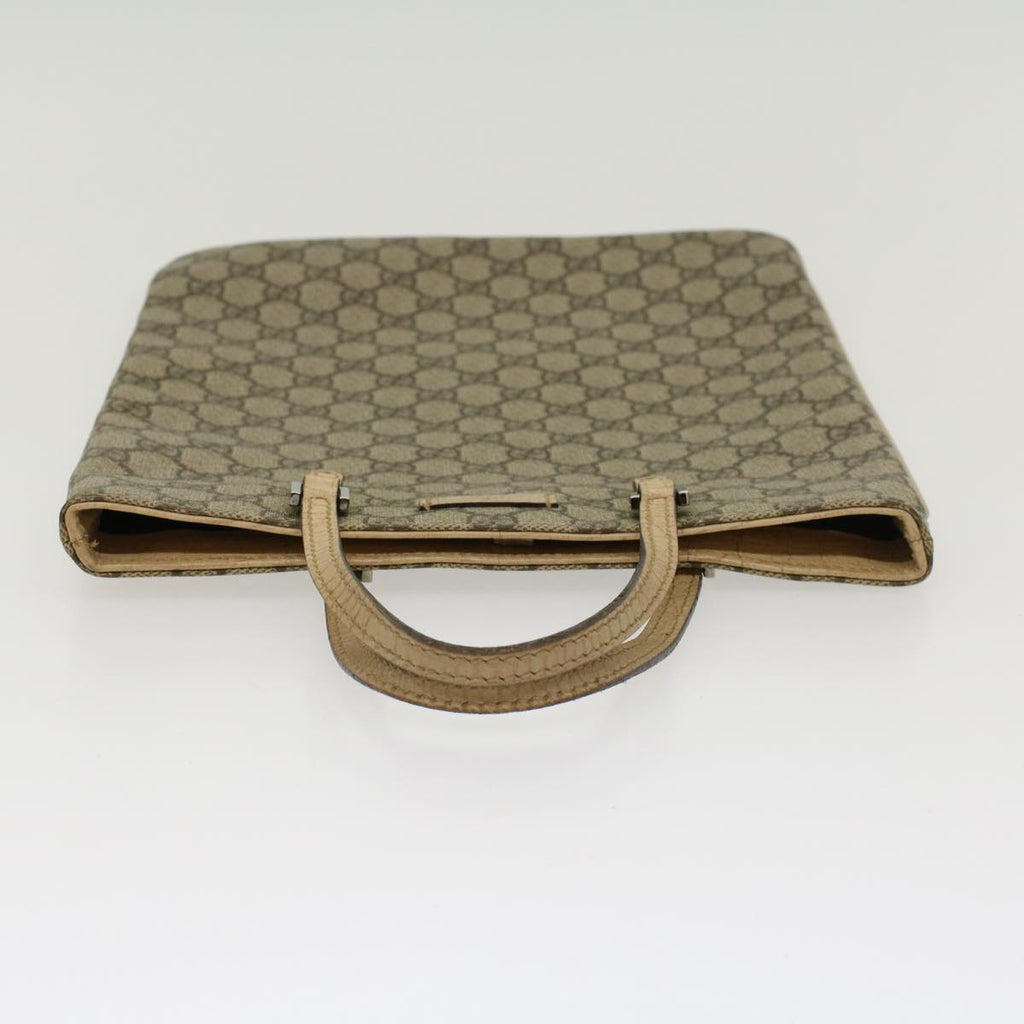 GUCCI GG Canvas Hand Bag PVC Leather Beige 117551 45849