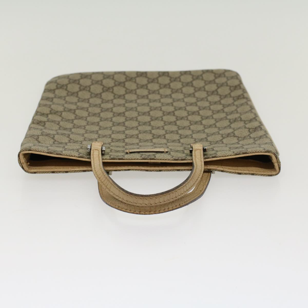 GUCCI GG Canvas Hand Bag PVC Leather Beige 117551 45849
