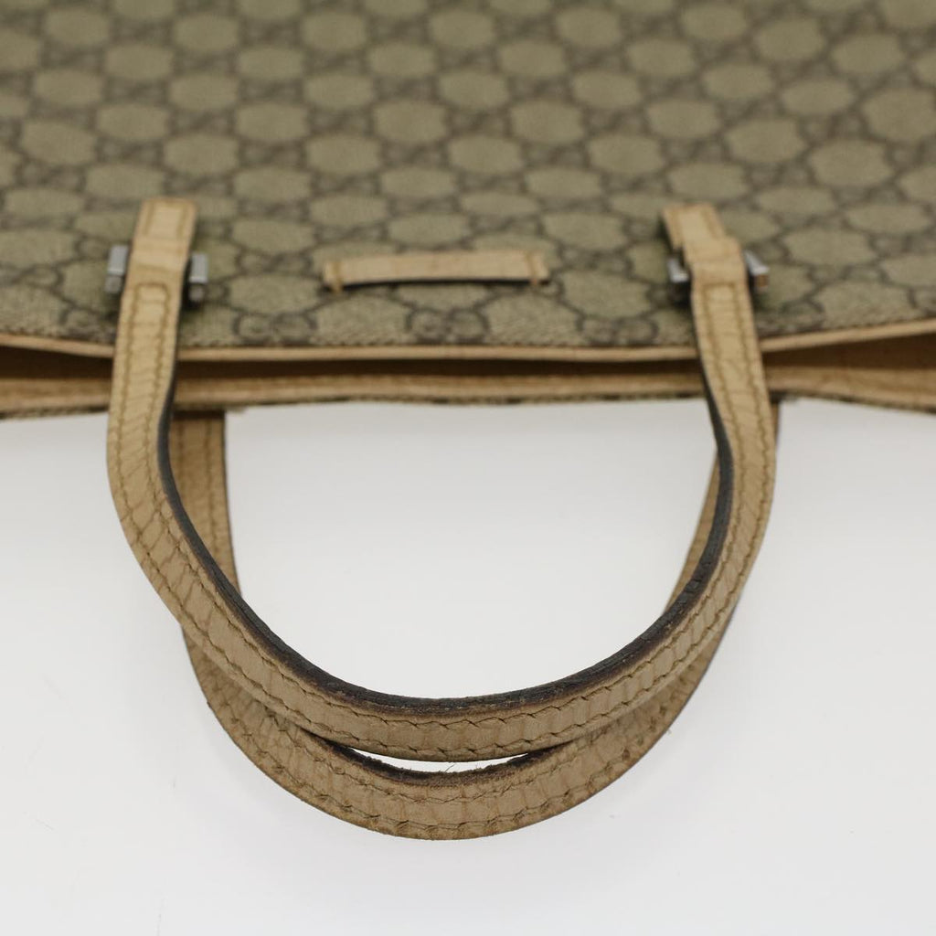 GUCCI GG Canvas Hand Bag PVC Leather Beige 117551 45849