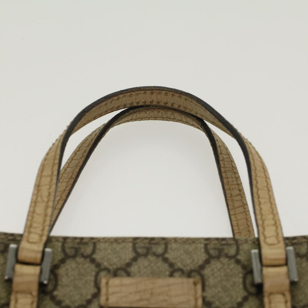 GUCCI GG Canvas Hand Bag PVC Leather Beige 117551 45849