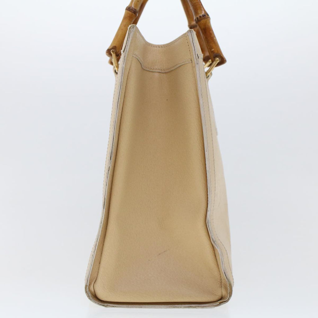 GUCCI Bamboo Hand Bag Leather Beige  45863