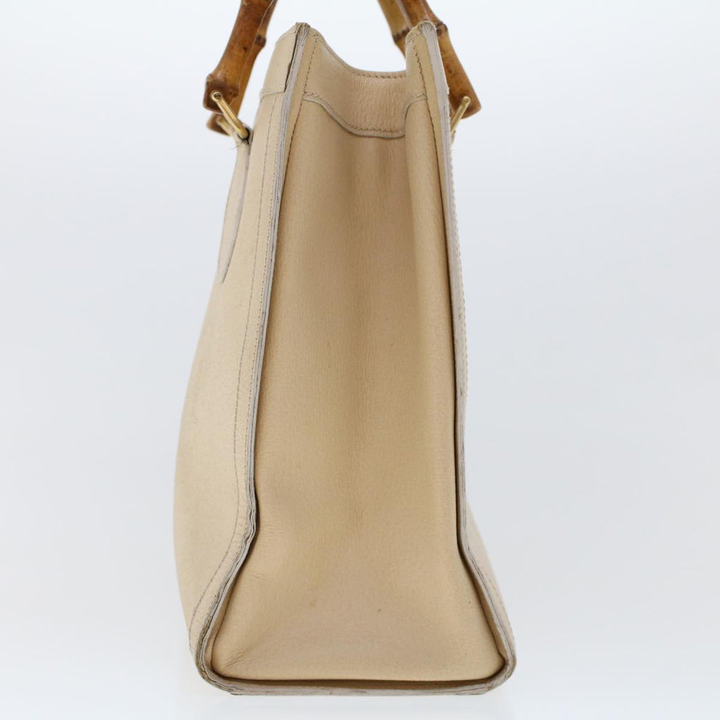 GUCCI Bamboo Hand Bag Leather Beige 45863