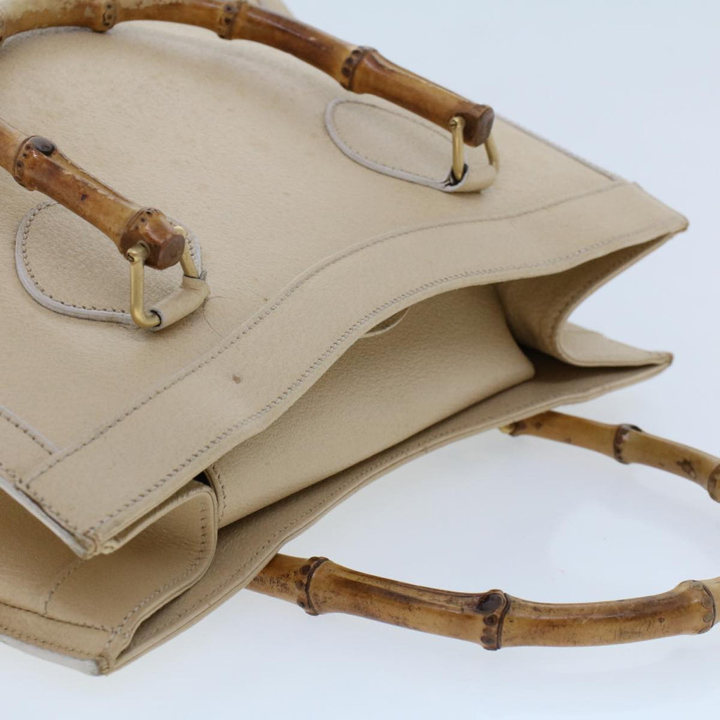 GUCCI Bamboo Hand Bag Leather Beige 45863
