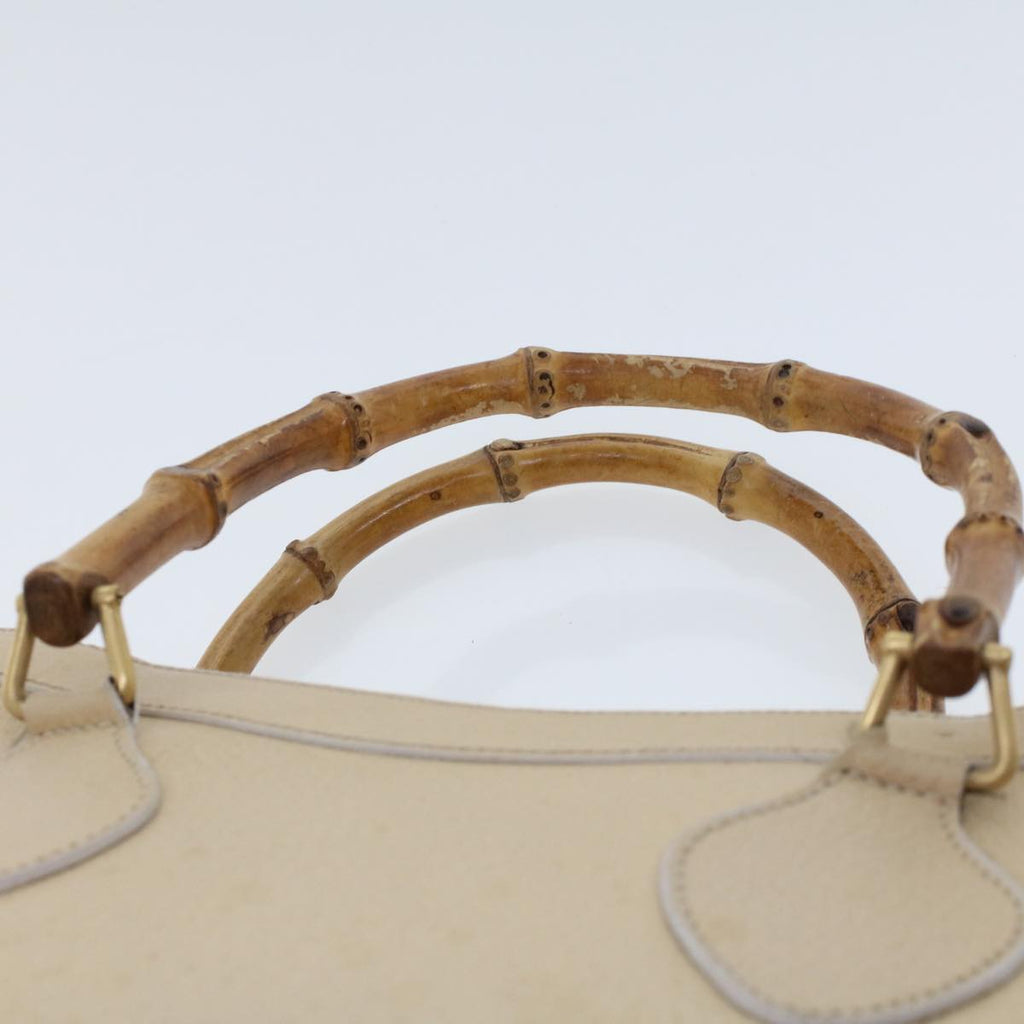 GUCCI Bamboo Hand Bag Leather Beige 45863