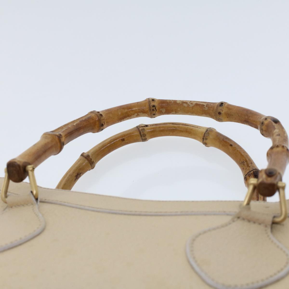 GUCCI Bamboo Hand Bag Leather Beige 45863