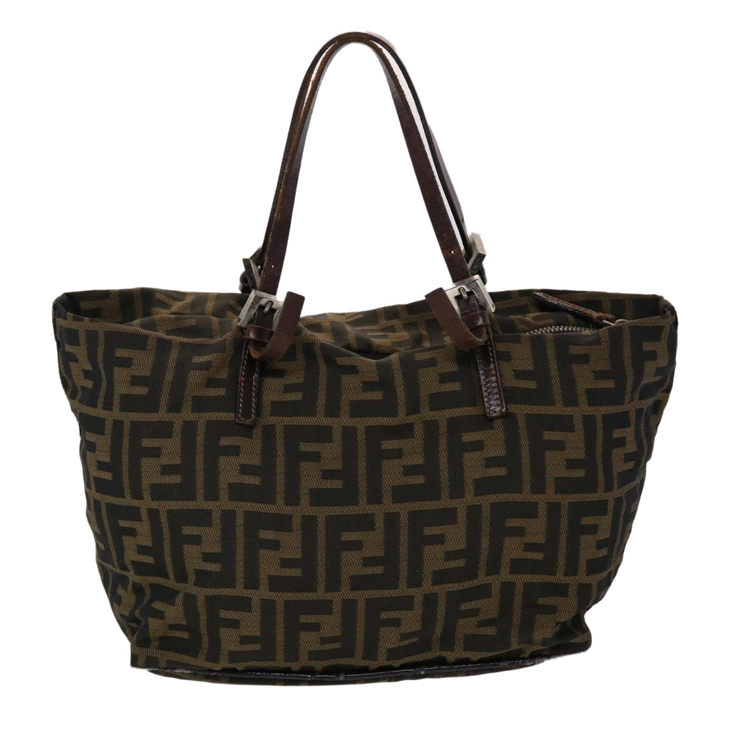 FENDI Zucca Canvas Hand Bag Nylon Brown Black  45877