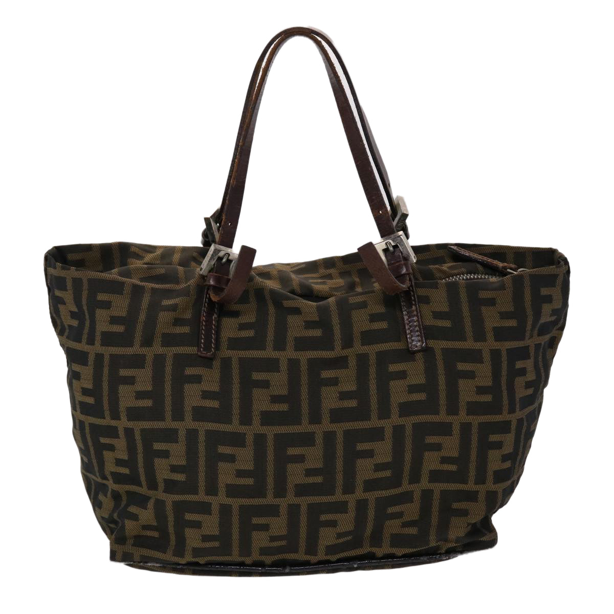 FENDI Zucca Canvas Hand Bag Nylon Brown Black  45877