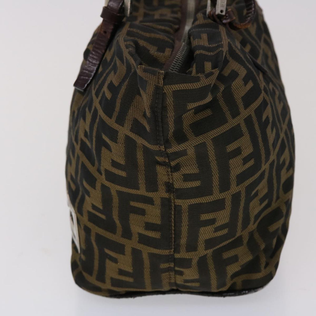 FENDI Zucca Canvas Hand Bag Nylon Brown Black  45877
