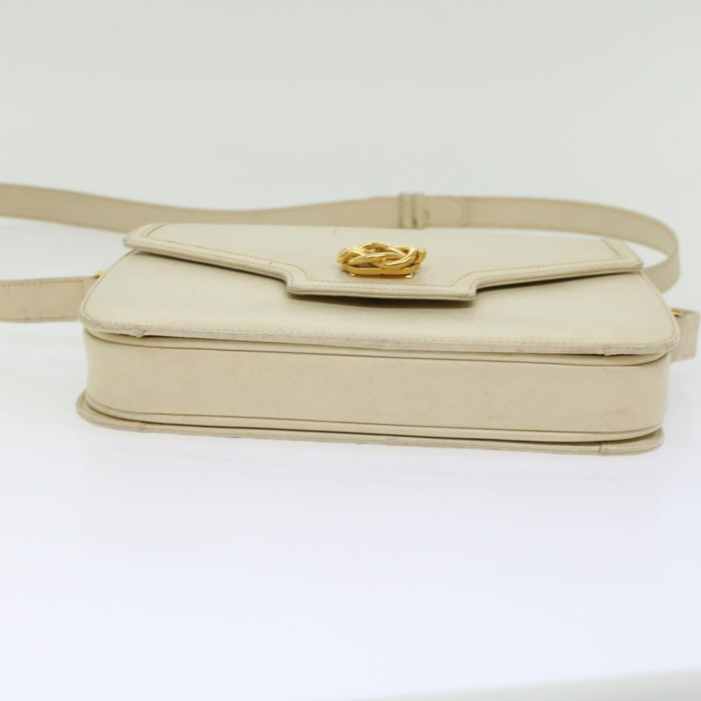 GUCCI Turn Lock Shoulder Bag Leather White 001.406.0587 45900