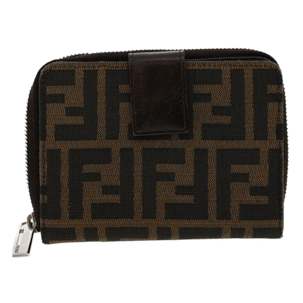 FENDI Zucca Canvas Wallet Black Brown 45939