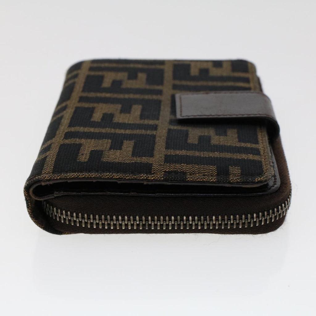 FENDI Zucca Canvas Wallet Black Brown 45939