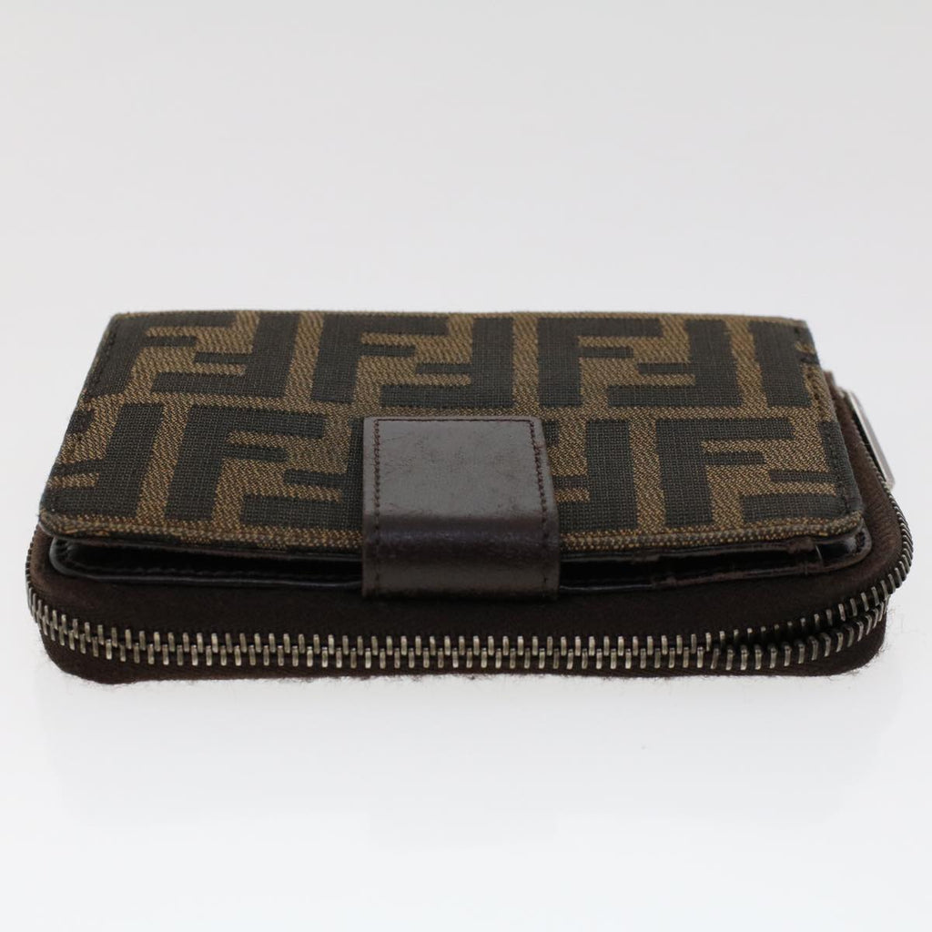 FENDI Zucca Canvas Wallet Black Brown 45939