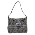 FENDI Zucchino Canvas Mamma Baguette Shoulder Bag Leather Navy 45956