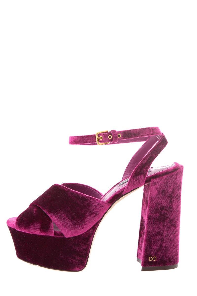 Dolce & Gabbana Burgundy Velvet  Platforms SZ 37