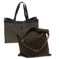 FENDI Zucca Canvas Hand Bag 2Set Black Brown 45973