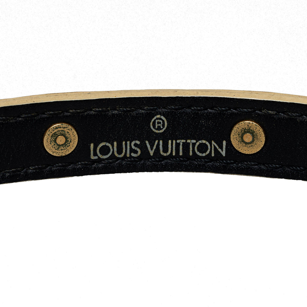 Black Louis Vuitton Studded Suhali Double Wrap Bracelet