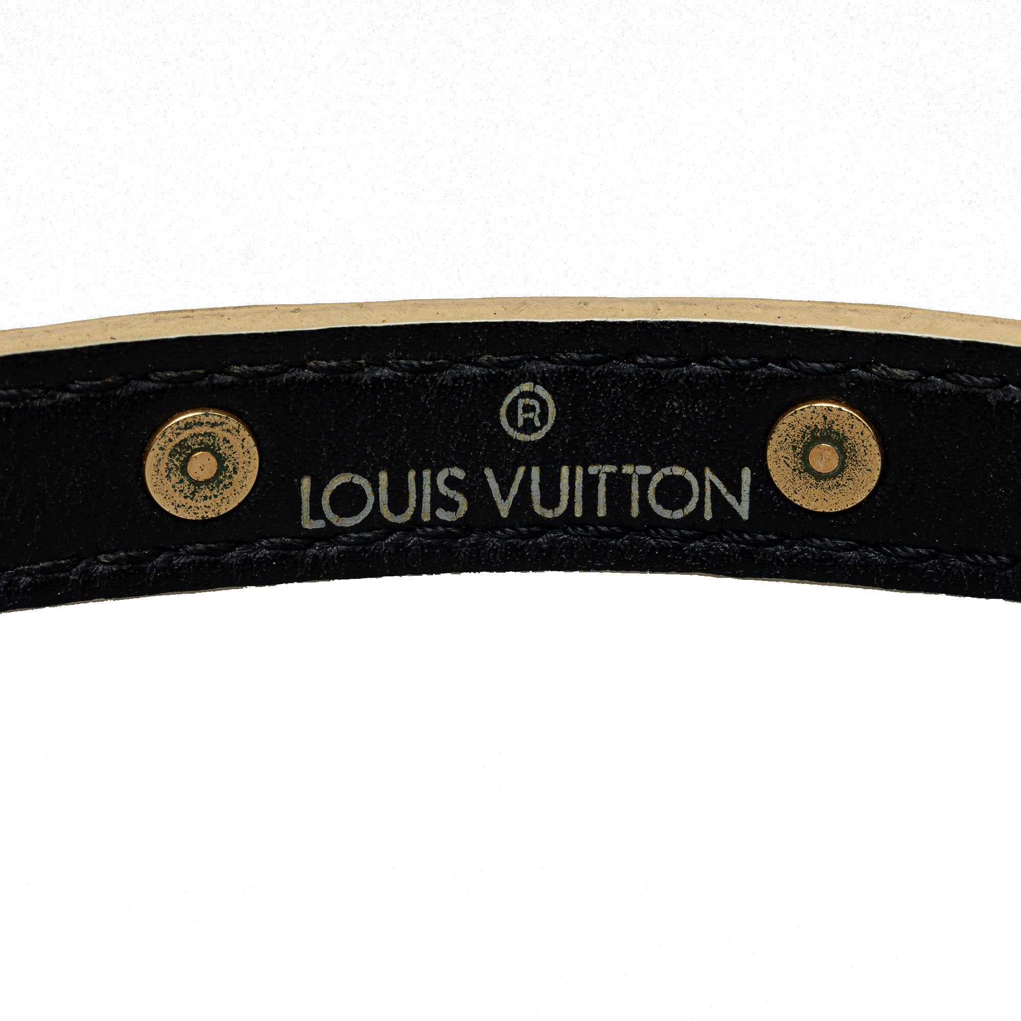 Black Louis Vuitton Studded Suhali Double Wrap Bracelet