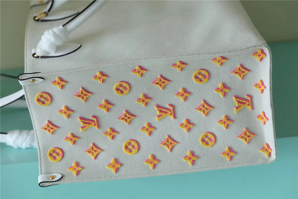 LV Onthego GM Monogram Giant And Raffia White/ Yellow For Women,  Shoulder And Crossbody Bags 41cm/16.1in LV M20815