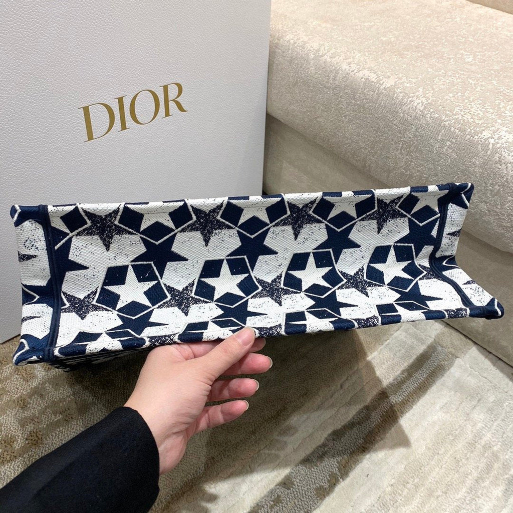 GLAMI Large Book Tote Blue and White Ãƒâ€°toile Embroidery, Blue/White, For Women WomenÃ¢â‚¬â„¢s Handbags, 41cm CD M1286ZTQX_M928