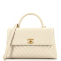 CHANEL Coco Top Handle Bag Chevron Caviar Medium