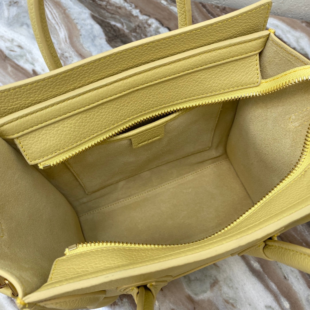 GLAMI Nano LuGucciage Bag In Drummed Yellow For Women 8in/20cm