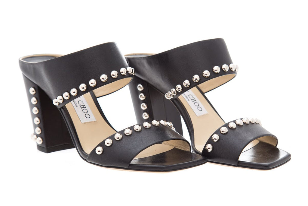 Jimmy Choo Black Leather & Silver Stud SZ 37