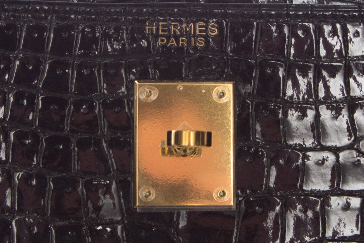 HermÃƒÆ’Ã‚Â¨s Black Croc Kelly 35 GHW  Handbag