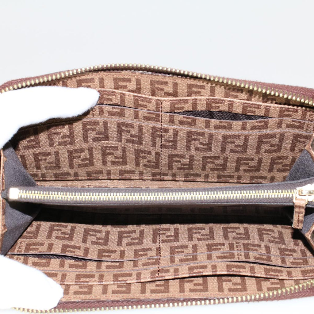 FENDI Zucchino Canvas Long Wallet Brown 46402