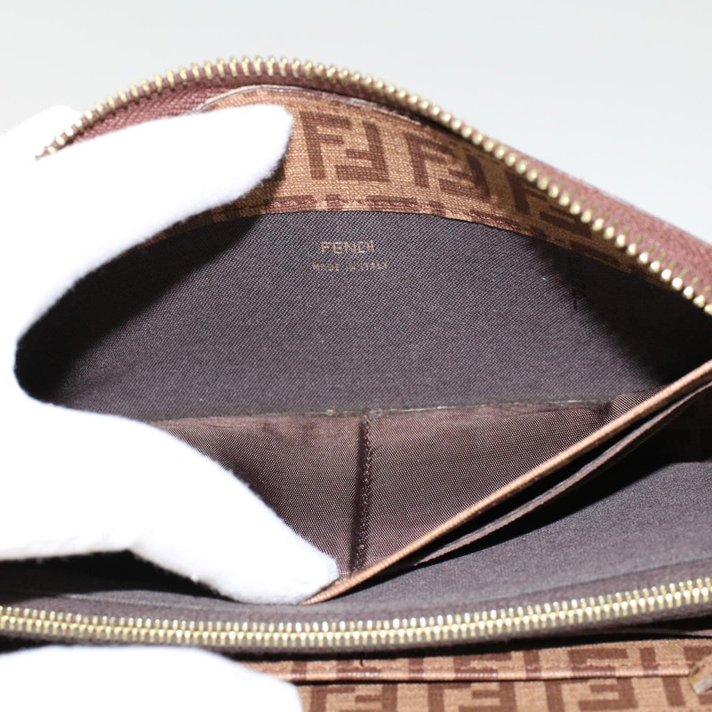 FENDI Zucchino Canvas Long Wallet Brown 46402