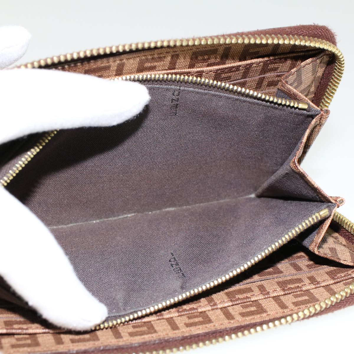 FENDI Zucchino Canvas Long Wallet Brown 46402