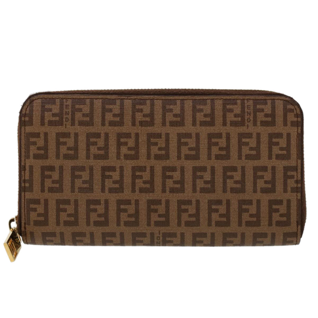 FENDI Zucchino Canvas Long Wallet Brown 46402