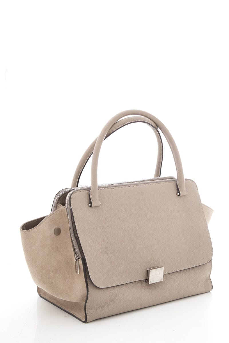 Celine Nude Double Zip Trapeze Handbag