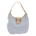 FENDI Mamma Baguette Zucchino Canvas Shoulder Bag Nylon Light Blue 46673