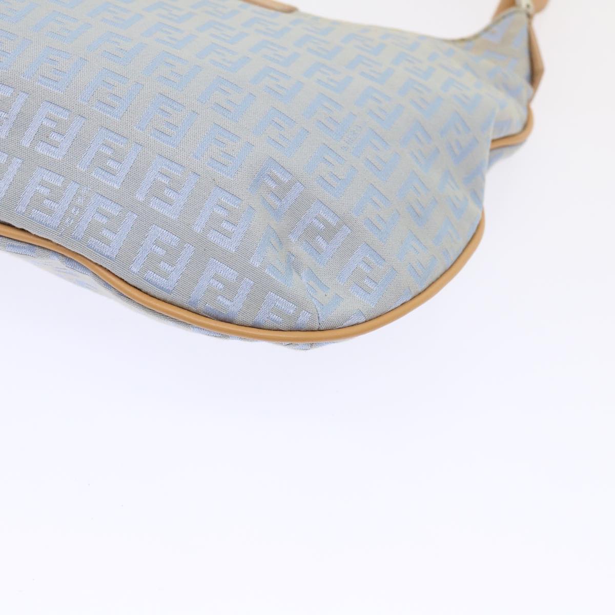 FENDI Mamma Baguette Zucchino Canvas Shoulder Bag Nylon Light Blue 46673