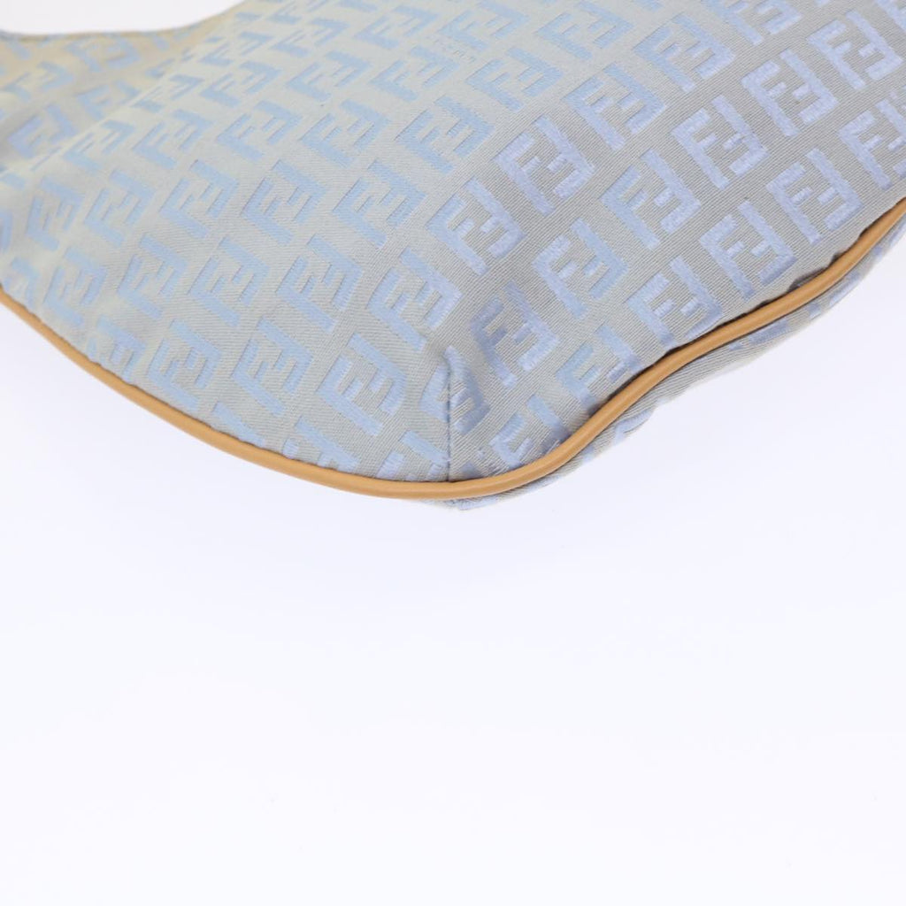 FENDI Mamma Baguette Zucchino Canvas Shoulder Bag Nylon Light Blue 46673